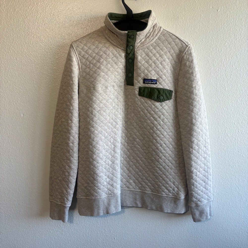Patagonia Size Small Gray Organic Cotton Snap-T Pullover Quilted Outdoor Hiking